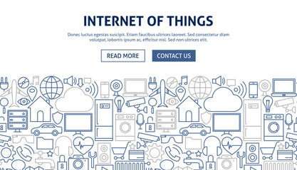 Internet of Things Banner Design. Vector Illustration of Line Web Concept.
