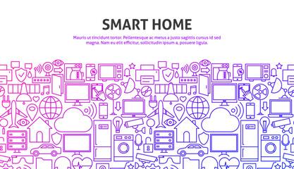 Smart Home Concept. Vector Illustration of Line Website Design. Banner Template.