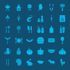 Barbecue Solid Web Icons. Vector Set of Glyphs.