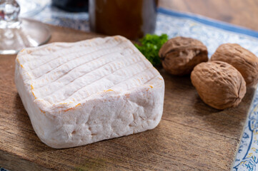 Cheese collection, Belgian soft yellow cow milk cheese with white mold from Bruges