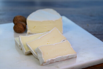 French white mold soft cow milk cheese Caprice des Dieux from Haute-Marne region, France