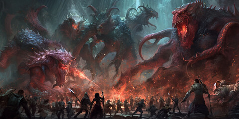 Fantasy Raid Battle, Creatures, Monsters, Boss Battle, Creatures, Monsters, Demons
