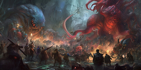Fantasy Raid Battle, Creatures, Monsters, Boss Battle, Creatures, Monsters, Demons