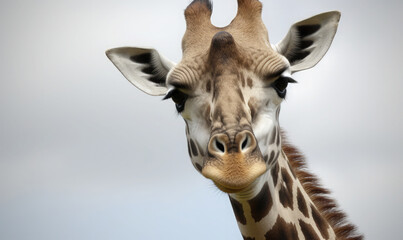 Obraz premium Portrait of a giraffe's head. Generative AI