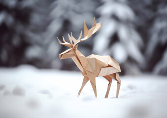 Origami Reindeer, paper, generative AI