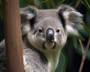 Obraz premium Koala's head portrait. Generative AI