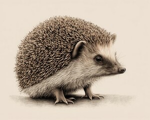Obraz premium Illustration of an hedgehog on a white background. Generative AI