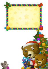 cartoon scene with animal santa claus bear christmas
