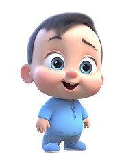 cute baby 3d character with smiling face expression