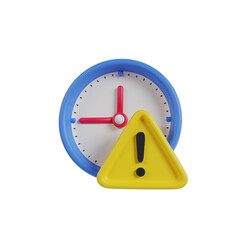 3d Expiration Icon: Attractive 3d Design for Web and Apps with Alert, Alarm and Clock Circular Concept, showing Exclamation Mark - obrazy, fototapety, plakaty