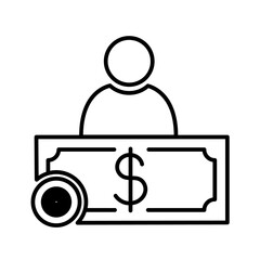 Treasure marketing people icon with black outline style. lock, open, outline, bank, box, currency, old. Vector Illustration