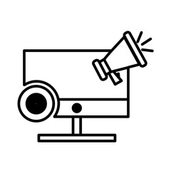 Online marketing marketing people icon with black outline style. email, network, search, communication, symbol, commerce, development. Vector Illustration