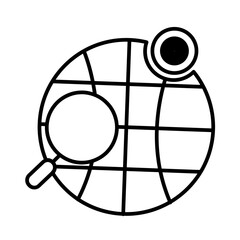 SEO marketing people icon with black outline style. search, network, online, target, sign, management, coding. Vector Illustration