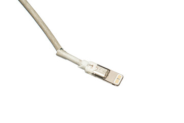 Broken Damaged Phone Charging Cable Isolated. European Union Phone Laws