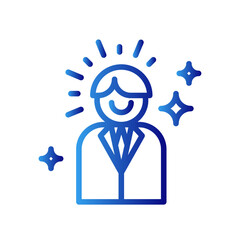 Profesional marketing marketing icon with blue gradient outline style. social, management, growth, finance, network, communication, media. Vector Illustration