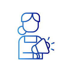 Saleswoman marketing people icon with blue gradient outline style. office, outline, client, consultant, boss, avatar, background. Vector Illustration