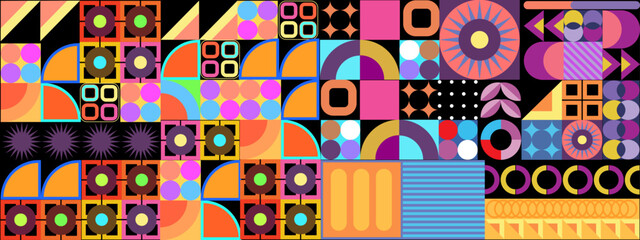 Vector flat colorful colourful geometric shapes background