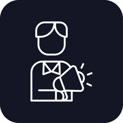 Salesman marketing people icon with black filled line outline style. customer, seller, graphic, occupation, detective, concept, hipster. Vector Illustration