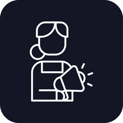 Saleswoman marketing people icon with black filled line outline style. office, outline, client, consultant, boss, avatar, background. Vector Illustration