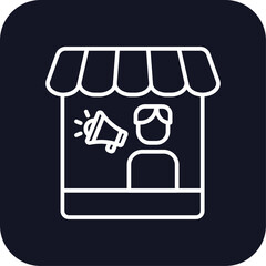 Campaign marketing people icon with black filled line outline style. website, flat, search, advertising, thin, customer, ads. Vector Illustration