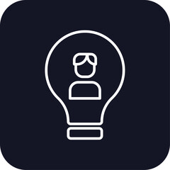 Creative marketing people icon with black filled line outline style. light, solution, technology, brain, art, education, marketing. Vector Illustration