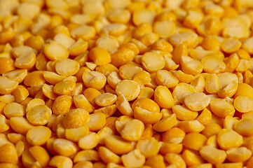 Yellow peas macro photo. Peas as a background.