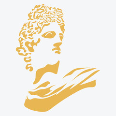 ancient greek god Apollo classical mythological sculptures vector illustration silhouette
