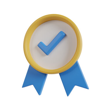 3D Certification sign icon: accepted, approved, and recomended for web and App Design