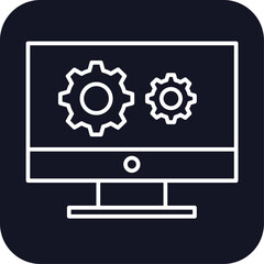 Transformation technology icon with black filled line outline style. wheel, circuit, board, web, data, blue, integrated. Vector Illustration