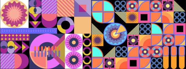 Vector flat mosaic background with shapes colorful colourful