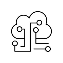 Cloud technology icon with black outline style. information, weather, hosting, sky, shape, line, design. Vector Illustration