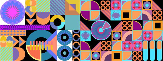 Vector flat colorful colourful geometric shapes background