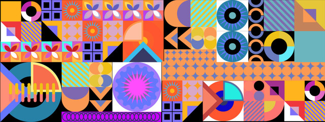 Vector flat colorful colourful geometric shapes background