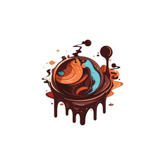 melted delicious chocolate illustration. world chocolate day July 7. modern flat color