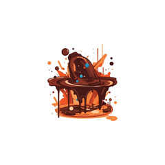 Obraz na płótnie Canvas melted delicious chocolate illustration. world chocolate day July 7. modern flat color