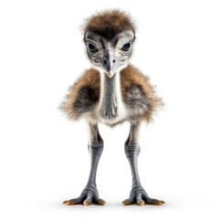 Baby Ostrich isolated on white (generative AI)