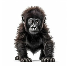 Baby Gorilla isolated on white (generative AI)