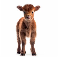 Baby Bison isolated on white (generative AI)