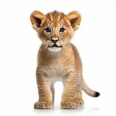 Fototapeta na wymiar Baby Lion isolated on white (generative AI)