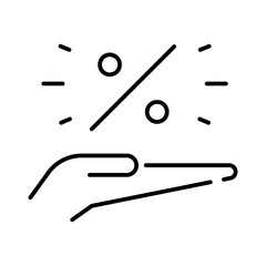 Discount finance and money icon with black outline style. label, design, coupon, element, offer, special, commerce. Vector Illustration