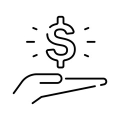 Income finance and money icon with black outline style. line, wealth, outline, loan, credit, profit, pay. Vector Illustration