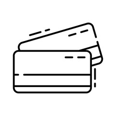 Credit card finance and money icon with black outline style. paying, shop, atm, commerce, banking, transfer, currency. Vector Illustration