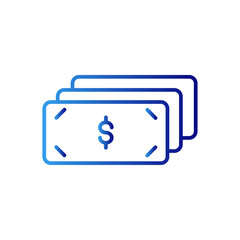 Money finance and money icon with blue gradient outline style. web, exchange, credit, card, design, pay, growth. Vector Illustration