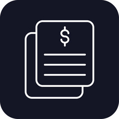 Bill finance and money icon with black filled line outline style. banking, check, isolated, design, sign, accounting, set. Vector Illustration