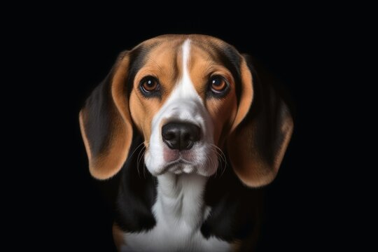 Portrait of a cute beagle dog created with generative AI technology.