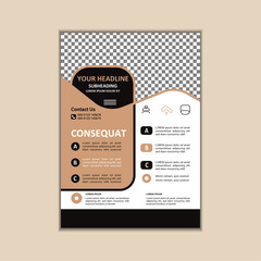 Vector A4 Size Corporate Business Flyer Design Template with bleed.