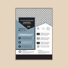 Vector A4 Size Corporate Business Flyer Design Template with bleed.