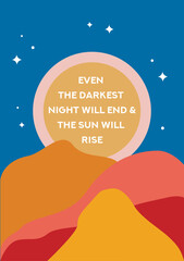 Sunrise landscape art with positive quote.