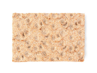 Fresh crunchy crispbread on white background, top view