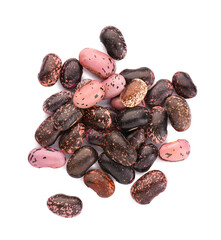 Pile of dry kidney beans on white background, top view